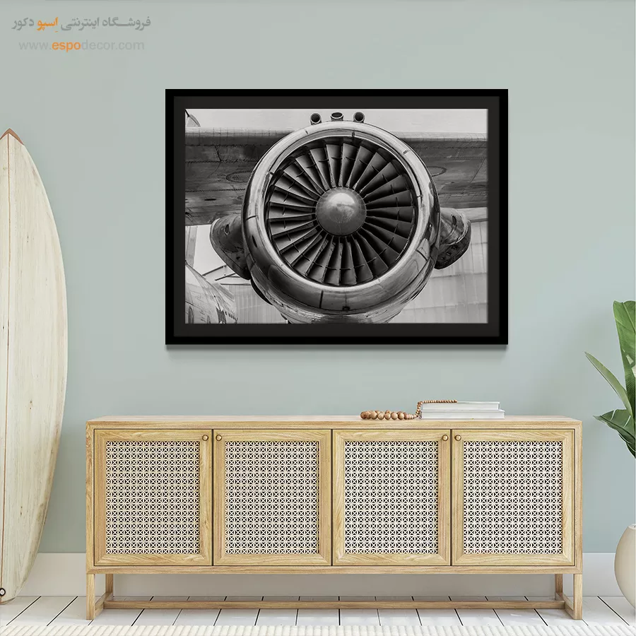 تابلو مدرن بزرگ - هندسهی توربین – تابلو سیاه و سفید - اسپو دکور