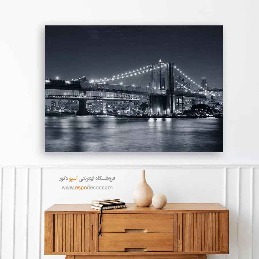 تابلو سیاه و سفید جدید - شب باشکوه بروکلین – تابلو سیاه و سفید - اسپو دکور