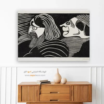 تابلو سبک اکسپرسیونیستی - دو سر مرد – تابلو سیاه و سفید - اسپو دکور