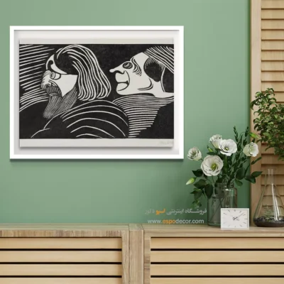 تابلو سبک اکسپرسیونیستی - دو سر مرد – تابلو سیاه و سفید - اسپو دکور