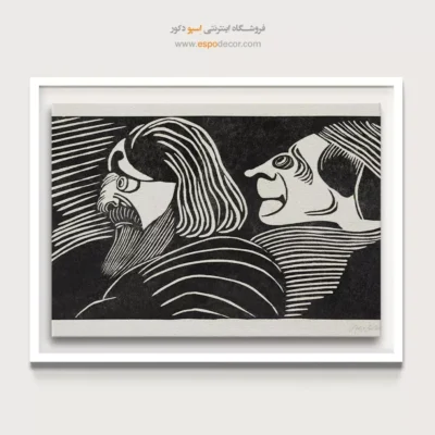 تابلو سبک اکسپرسیونیستی - دو سر مرد – تابلو سیاه و سفید - اسپو دکور