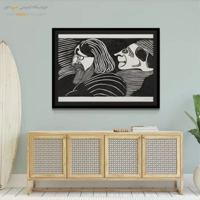 تابلو سبک اکسپرسیونیستی - دو سر مرد – تابلو سیاه و سفید - اسپو دکور