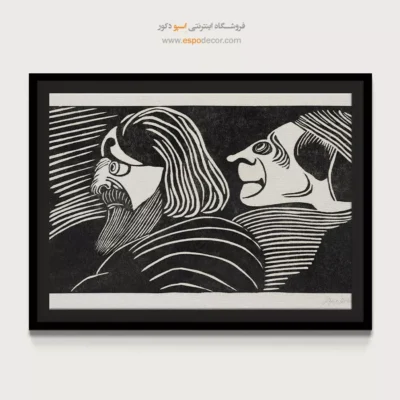 تابلو سبک اکسپرسیونیستی - دو سر مرد – تابلو سیاه و سفید - اسپو دکور