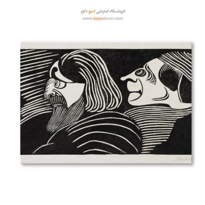 تابلو سبک اکسپرسیونیستی - دو سر مرد – تابلو سیاه و سفید - اسپو دکور