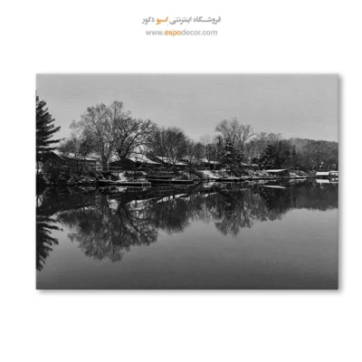 دکوراسیون لوکس آرامش‌بخش - آینه‌ی زمستان – تابلو سیاه و سفید - اسپو دکور