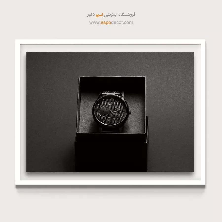 خرید بوم سیاه و سفید مدرن - دقت زمان – تابلو سیاه و سفید - اسپو دکور