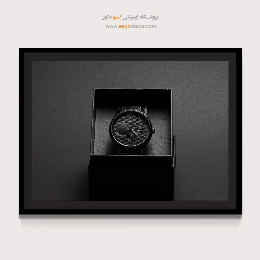 خرید بوم سیاه و سفید مدرن - دقت زمان – تابلو سیاه و سفید - اسپو دکور