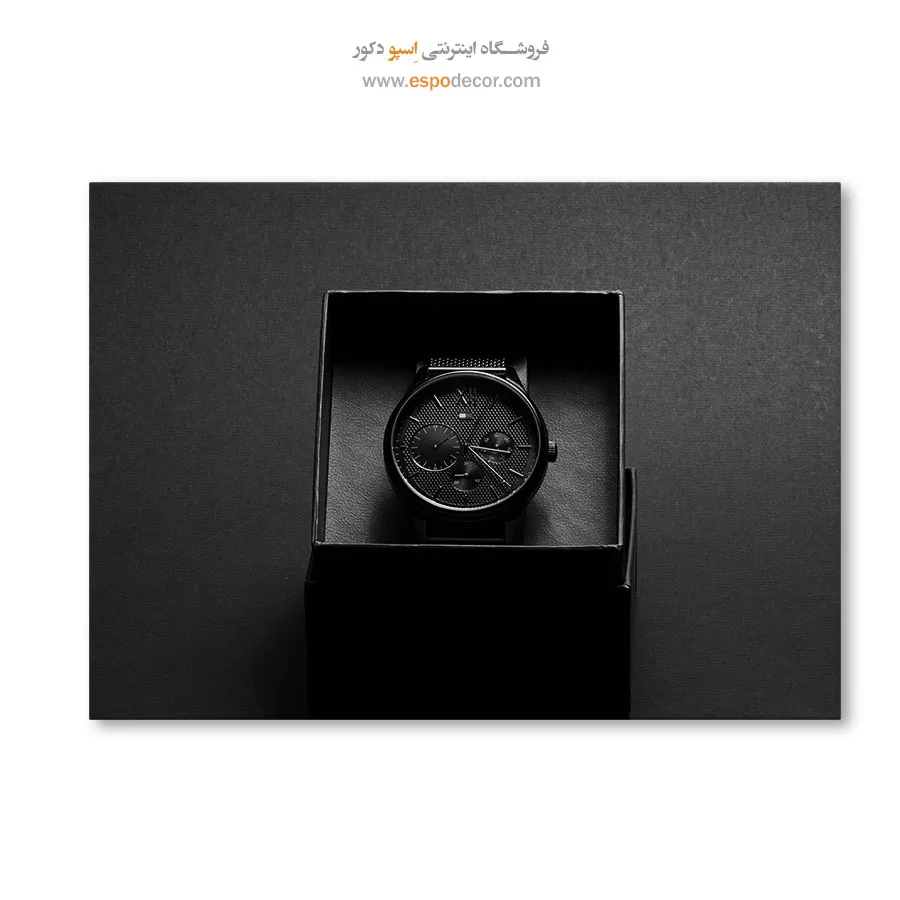 خرید بوم سیاه و سفید مدرن - دقت زمان – تابلو سیاه و سفید - اسپو دکور