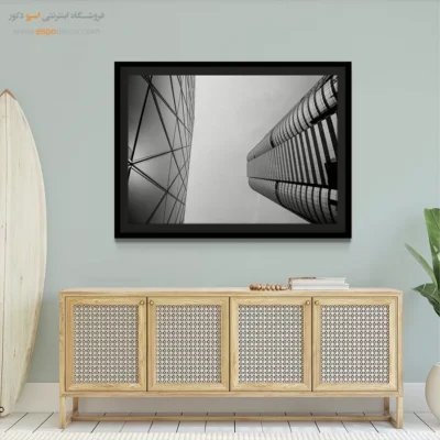 تابلو برج‌های مدرن سیاه و سفید - هندسه‌ی صعود – تابلو سیاه و سفید - اسپو دکور