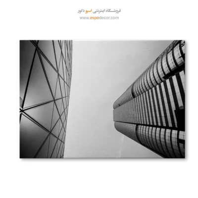 تابلو برج‌های مدرن سیاه و سفید - هندسه‌ی صعود – تابلو سیاه و سفید - اسپو دکور