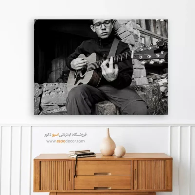 تابلو مدرن موسیقی - سکوت و سیم – تابلو سیاه و سفید - اسپو دکور