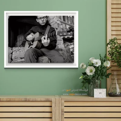 تابلو مدرن موسیقی - سکوت و سیم – تابلو سیاه و سفید - اسپو دکور