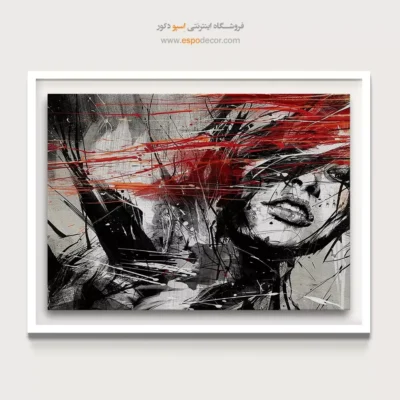 قیمت تابلو سیاه و سفید لوکس - انفجار سرخ – تابلو سیاه و سفید - اسپو دکور