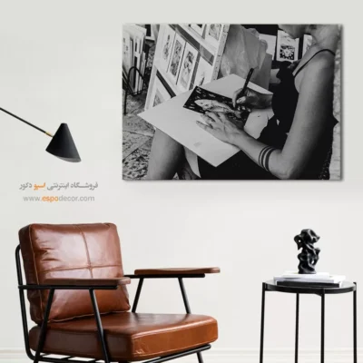 تابلو بوم مینیمال لوکس - تمرکز هنرمند – تابلو سیاه و سفید - اسپو دکور