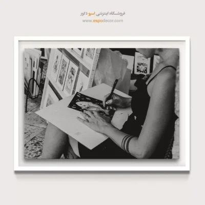 تابلو بوم مینیمال لوکس - تمرکز هنرمند – تابلو سیاه و سفید - اسپو دکور