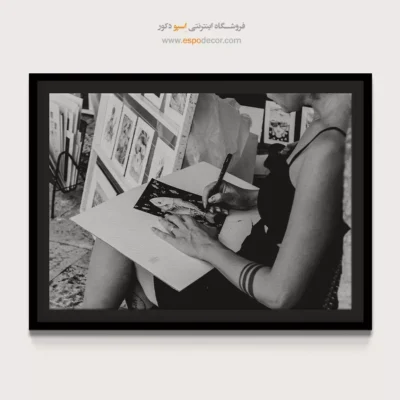 تابلو بوم مینیمال لوکس - تمرکز هنرمند – تابلو سیاه و سفید - اسپو دکور