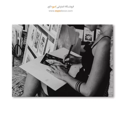 تابلو بوم مینیمال لوکس - تمرکز هنرمند – تابلو سیاه و سفید - اسپو دکور