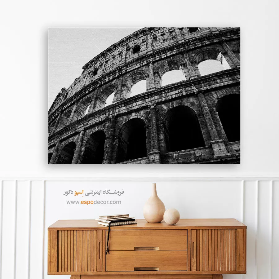 تابلو عکس معماری تاریخی - کلوسئوم – تابلو سیاه و سفید - اسپو دکور