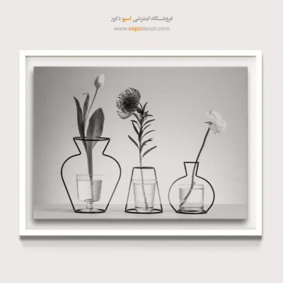 خرید اینترنتی تابلو هدیه - خطوط و گل‌ها – تابلو سیاه و سفید - اسپو دکور