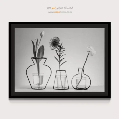 خرید اینترنتی تابلو هدیه - خطوط و گلها – تابلو سیاه و سفید - اسپو دکور