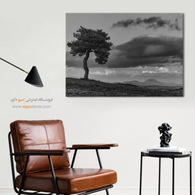 تابلو درخت تنها سیاه و سفید - نگهبان تپه – تابلو سیاه و سفید - اسپو دکور