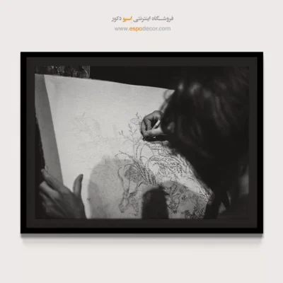 تابلو برای دکور استودیو هنری - تمرکز هنرمند – تابلو سیاه و سفید - اسپو دکور