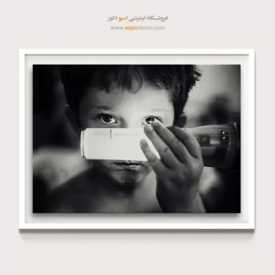 قیمت تابلو بوم مینیمال برای هدیه - چشمان کنجکاو – تابلو سیاه و سفید - اسپو دکور