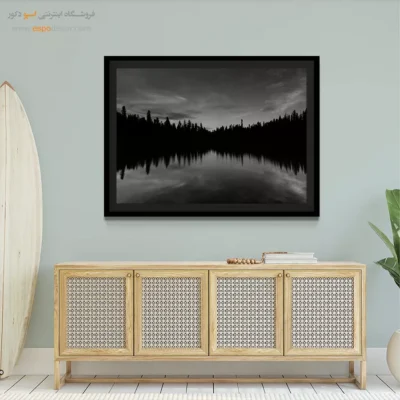 تابلو منظره‌ی جنگل سیاه و سفید - پایان روز  – تابلو سیاه و سفید - اسپو دکور