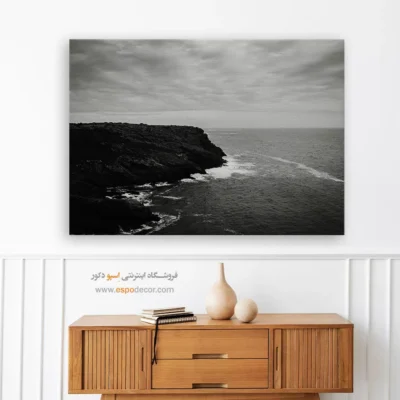 تابلو برای دکوراسیون مدرن - ساحل دراماتیک – تابلو سیاه و سفید - اسپو دکور