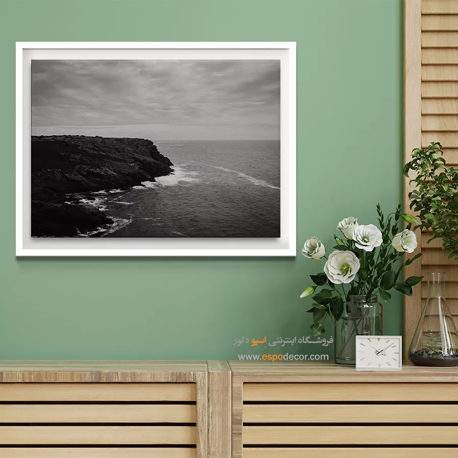تابلو برای دکوراسیون مدرن - ساحل دراماتیک – تابلو سیاه و سفید - اسپو دکور