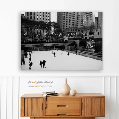 تابلو شهر نیویورک سیاه و سفید - رقص روی شهر – تابلو سیاه و سفید - اسپو دکور