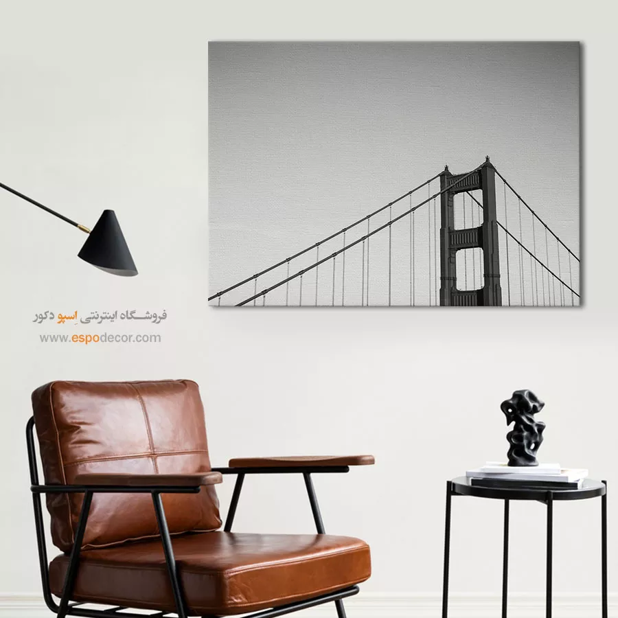 خرید آنلاین تابلو بوم مینیمال - دروازهی طلایی – تابلو سیاه و سفید - اسپو دکور