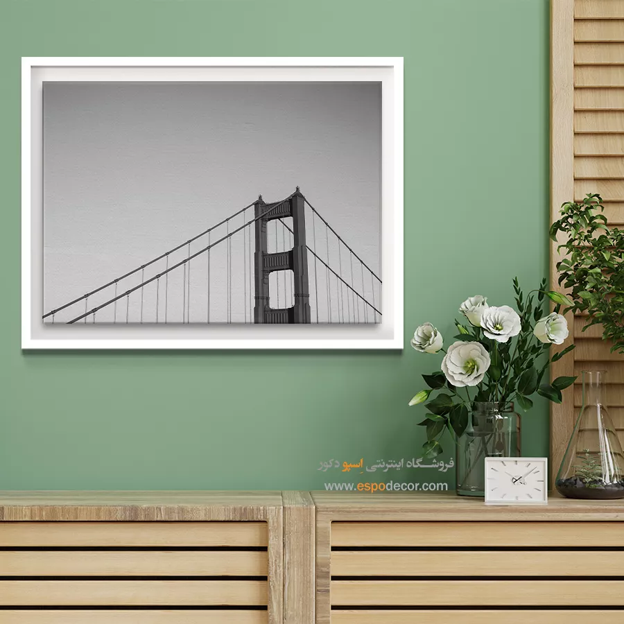 خرید آنلاین تابلو بوم مینیمال - دروازهی طلایی – تابلو سیاه و سفید - اسپو دکور