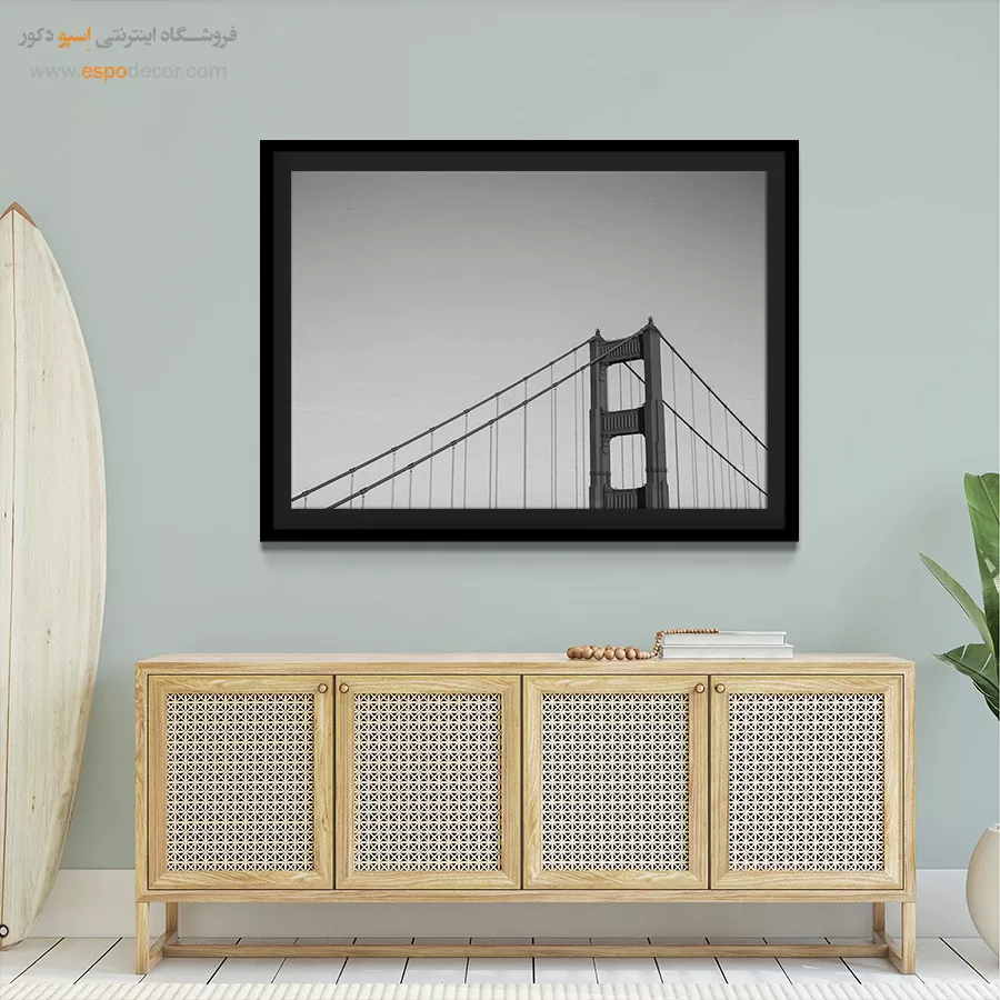 خرید آنلاین تابلو بوم مینیمال - دروازهی طلایی – تابلو سیاه و سفید - اسپو دکور