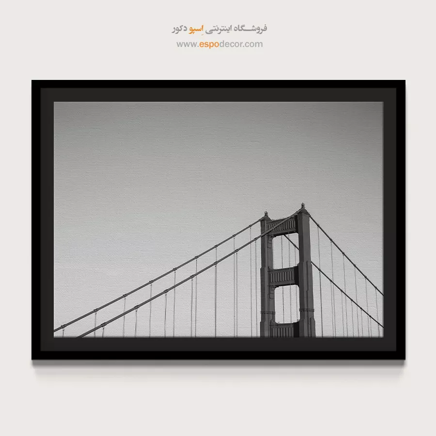 خرید آنلاین تابلو بوم مینیمال - دروازهی طلایی – تابلو سیاه و سفید - اسپو دکور