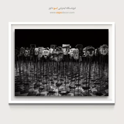 تابلو هنر مفهومی سیاه و سفید - ارتش نقاب‌ها – تابلو سیاه و سفید - اسپو دکور