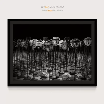 تابلو هنر مفهومی سیاه و سفید - ارتش نقاب‌ها – تابلو سیاه و سفید - اسپو دکور