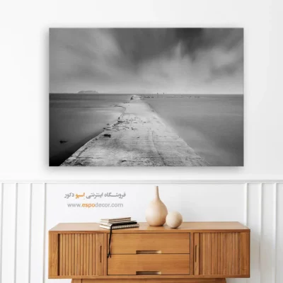خرید تابلو برای دکوراسیون مینیمال - اسکله‌ی بی‌پایان – تابلو سیاه و سفید - اسپو دکور