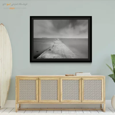 خرید تابلو برای دکوراسیون مینیمال - اسکله‌ی بی‌پایان – تابلو سیاه و سفید - اسپو دکور