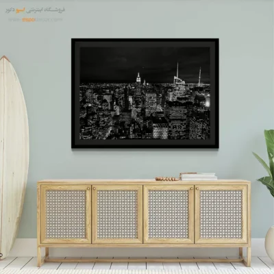 تابلو منظره شهری سیاه و سفید - شهر شب – تابلو سیاه و سفید - اسپو دکور
