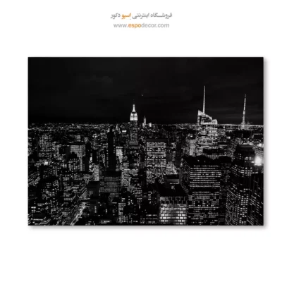تابلو منظره شهری سیاه و سفید - شهر شب – تابلو سیاه و سفید - اسپو دکور