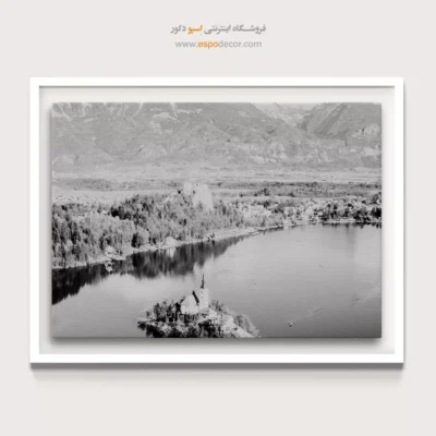 تابلو بوم طبیعت مینیمال شیک - جزیره‌ی آرامش – تابلو سیاه و سفید - اسپو دکور