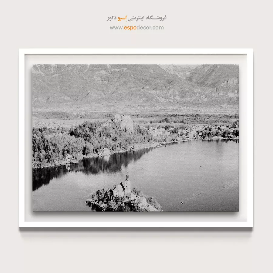 تابلو بوم طبیعت مینیمال شیک - جزیرهی آرامش – تابلو سیاه و سفید - اسپو دکور