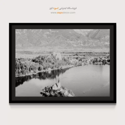 تابلو بوم طبیعت مینیمال شیک - جزیرهی آرامش – تابلو سیاه و سفید - اسپو دکور