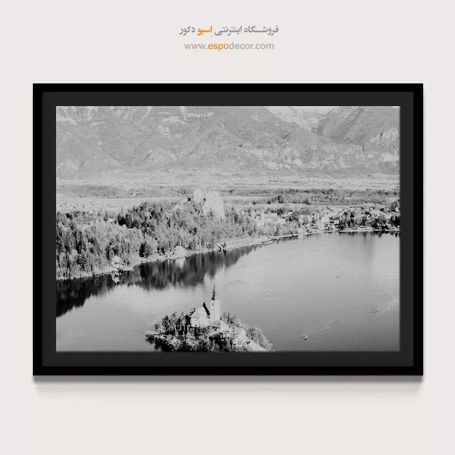 تابلو بوم طبیعت مینیمال شیک - جزیرهی آرامش – تابلو سیاه و سفید - اسپو دکور