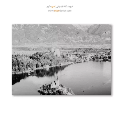 تابلو بوم طبیعت مینیمال شیک - جزیرهی آرامش – تابلو سیاه و سفید - اسپو دکور