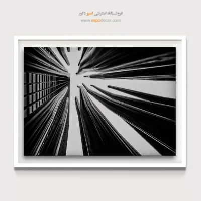 تابلو معماری مدرن سیاه و سفید - رو به بالا – تابلو سیاه و سفید - اسپو دکور