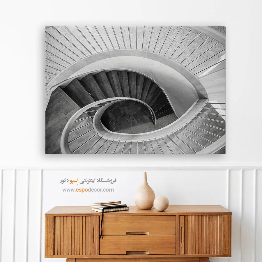 تابلو دیواری سیاه و سفید لوکس برای اتاق خواب - حلزون سفید – تابلو سیاه و سفید - اسپو دکور