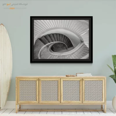 تابلو دیواری سیاه و سفید لوکس برای اتاق خواب - حلزون سفید – تابلو سیاه و سفید - اسپو دکور