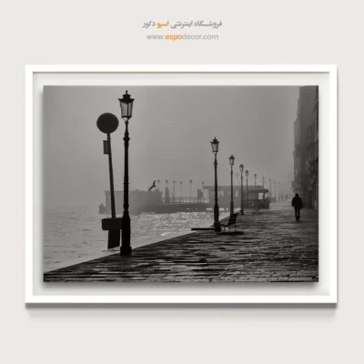 تابلو بوم سیاه و سفید جدید - فانوسهای ونیزی – تابلو سیاه و سفید - اسپو دکور